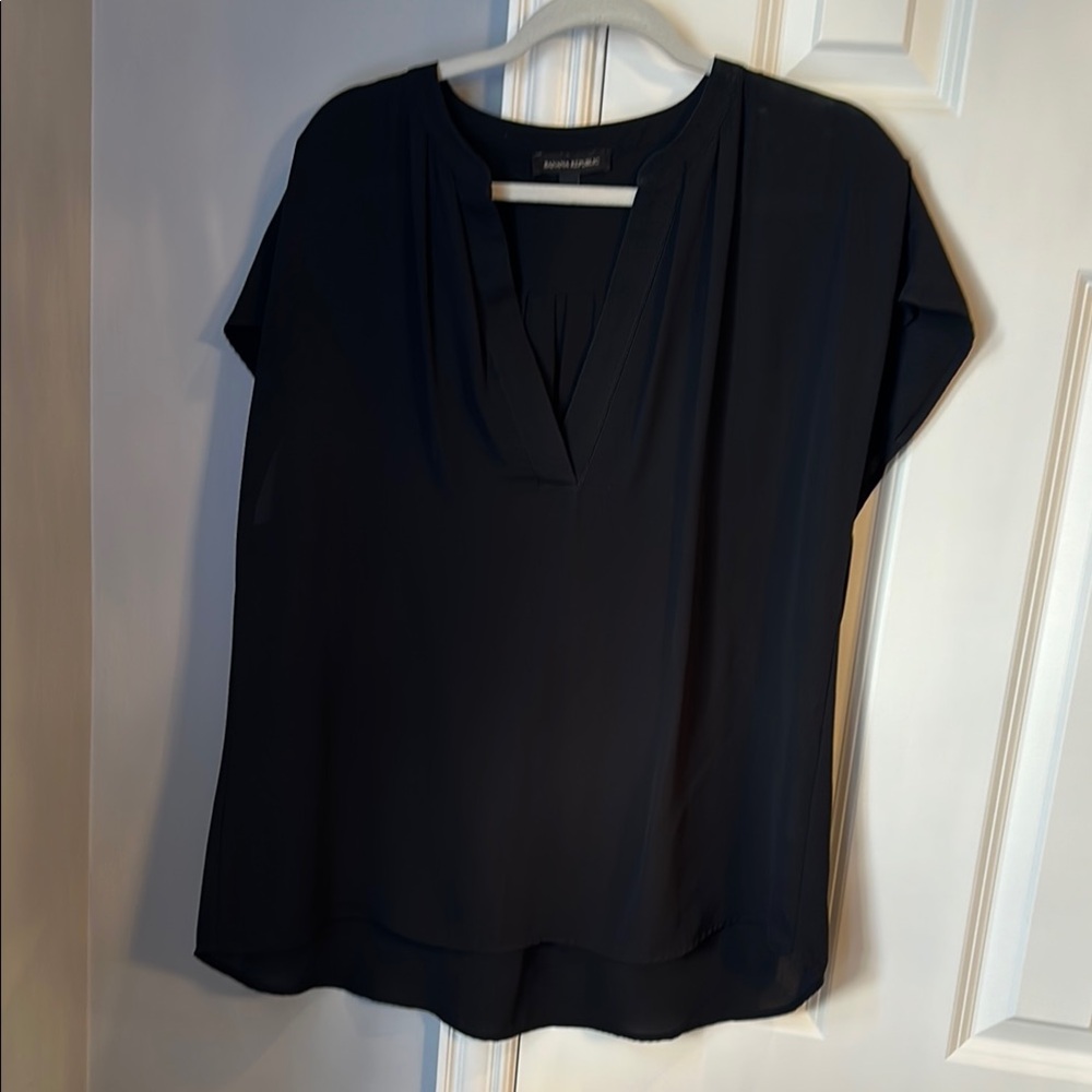 Banana Republic Black Relaxed Blouse with V-Neck